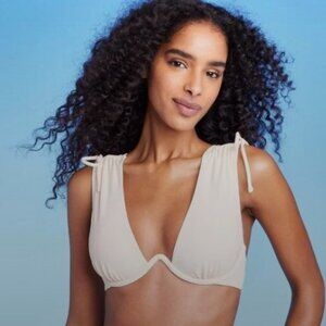 Underwire Shoulder Tie Bikini Top Off-White size 34D